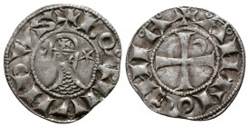 (Silver. 0.94g 18mm) CRUSADERS Antioch. Bohémond III. 1163-1201. AR Denier
helmeted and mailed bust left; 
Rev: ross pattée; 
Metcalf, Crusades , 3...