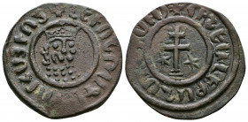 (Bronze.8.38g 28mm) Cilician Armenia, Levon I (1198-1219). AE Tank
Crowned leonine head facing slightly right
Rev: Patriarchal cross; five-pointed s...