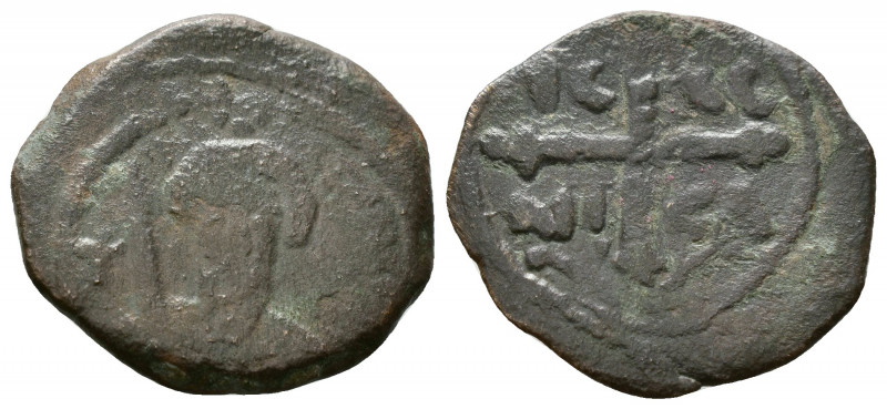 (Bronze. 3.16g 19mm) CRUSADERS. Tancred, Regent 1101-03, 1104-12 AE Follis. Mint...