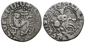 (Silver. 2.60g 19mm) Cilician Armenia. Levon II AR Tram. 1270-1289. 
Levon II, crowned, riding on horseback to right, holding sceptre ending in fleur...