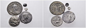 5 ancient pieces ( 4 silver 6,79gr), (1 bronze 4,08gr) sold as seen