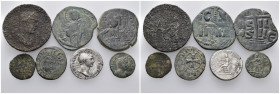 7 ancient pieces (6 bronze 35,26gr), (1 silver 3,28gr) sold as seen