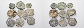 10 ancient pieces (4 silver 7,74gr), (3 bronze 12,18gr), (3 seal 19,37gr) sold as seen