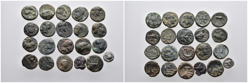 21 ancient pieces (20 bronze 14,84gr), (1 silver 0,26gr) sold as seen