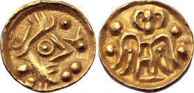 Eastern Celts, 'Kolchis' AV Stater. Imitating types of Alexander and Lysimachos. Late 2nd - mid 1st century BC. Celticised head of Athena to right; la...