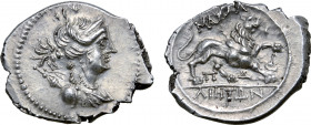 Gaul, Massalia AR Drachm. Circa 150-125 BC. Draped bust of Artemis to right, wearing stephane; bow and quiver over shoulder / Lion standing to right; ...