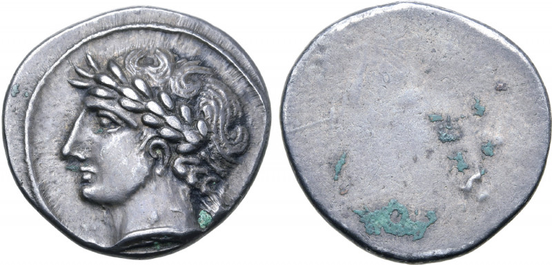 Etruria, Populonia AR 10 Asses. Circa 300-250 BC. Laureate male head to left; X ...