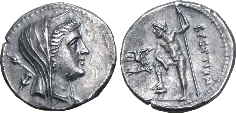 Bruttium, The Brettii AR Drachm. Second Punic War issue, circa 216-214 BC. Veile...