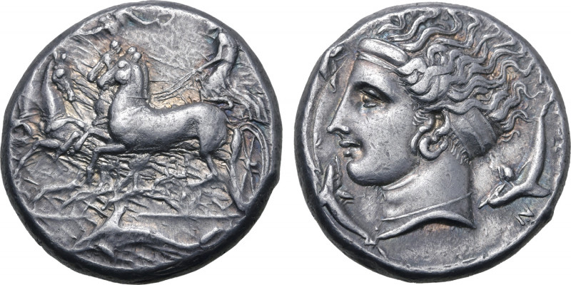 Sicily, Syracuse AR Tetradrachm. Time of Dionysios I, 405-400 BC. Unsigned dies ...