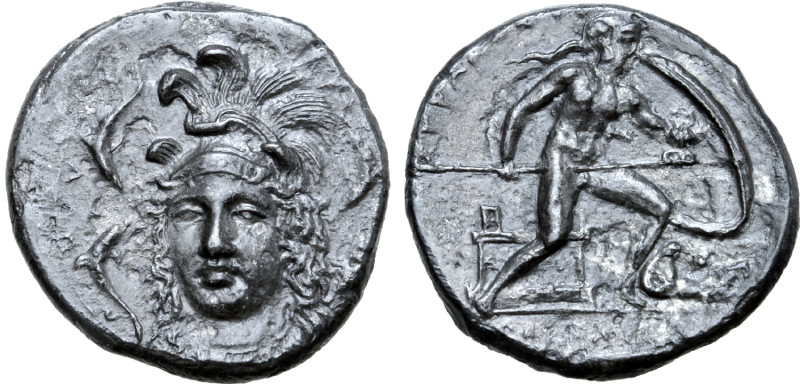 Sicily, Syracuse AR Drachm. Time of Dionysios I, circa 405-400 BC. Head of Athen...