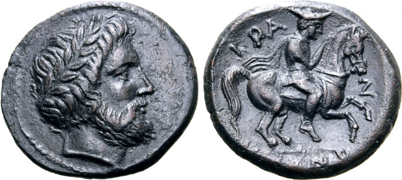 Thessaly, Krannon Æ Dichalkon. Circa 350-300 BC. Laureate head of Poseidon (or Z...