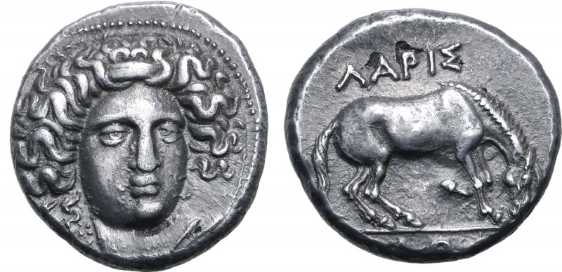 Thessaly, Larissa Fourrée Drachm. Circa 369-360 BC. Head of the nymph Larissa fa...