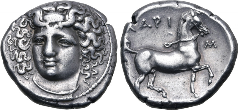 Thessaly, Larissa AR Stater. Circa 356-342 BC. Head of the nymph Larissa facing ...