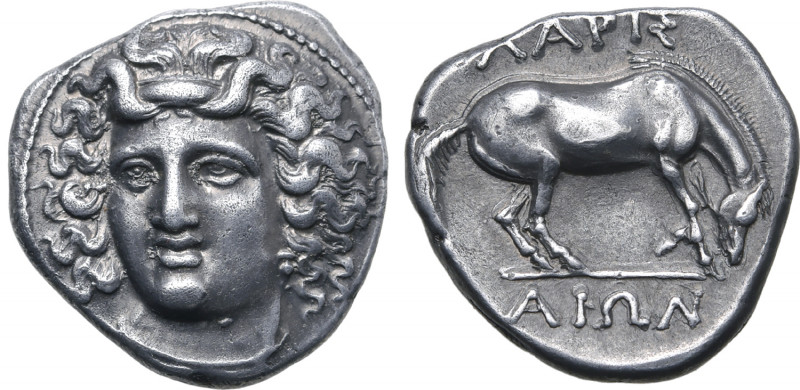 Thessaly, Larissa AR Drachm. Circa 356-342 BC. Head of the nymph Larissa facing ...