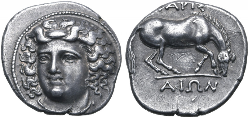 Thessaly, Larissa AR Drachm. Circa 356-342 BC. Head of the nymph Larissa facing ...