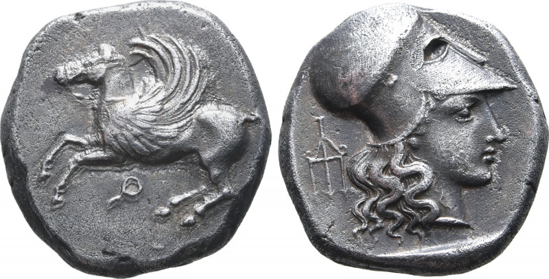 Corinthia, Corinth AR Stater. Circa 435 BC. Pegasos flying to left; Ϙ below / He...