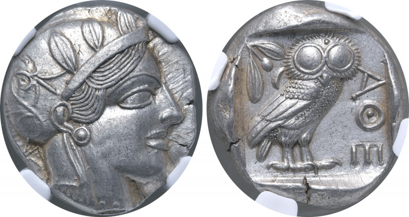 Attica, Athens AR Tetradrachm. Circa 454-404 BC. Head of Athena to right, wearin...