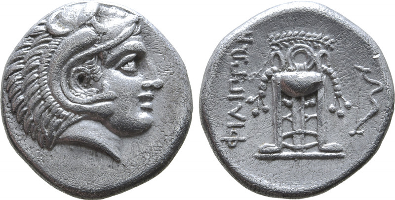 Macedon, Philippoi AR Drachm. Circa 360-356 BC. Head of Herakles to right, weari...