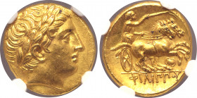 Kingdom of Macedon, temp. Philip III - Kassander AV Stater. In the name and types of Philip II. Pella, circa 323-315 BC. Laureate head of Apollo to ri...