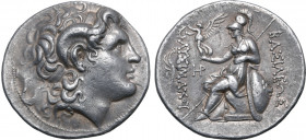 Kings of Thrace, Lysimachos AR Tetradrachm. Lampsakos, circa 297-281 BC. Diademed head of the deified Alexander to right, with horn of Ammon / Athena ...