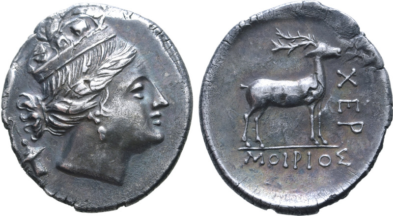 Tauric Chersonesos, Chersonesos AR Drachm. Circa 110-108 BC. Moirios, magistrate...