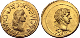 Kings of the Bosporos, Sauromates I, with Hadrian, AV Stater. Dated Bosporan Era 417 = AD 120/1. BACIΛЄѠC CAVPOMATOV, diademed and draped bust of Saur...