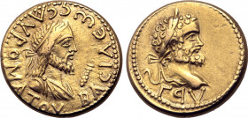 Kings of the Bosporos, Sauromates II, with Septimius Severus, EL Stater. Dated Bosporan Era 493 = AD 196/7. BACIΛЄѠC CAVPOMATOV, diademed and draped b...