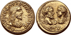 Kings of the Bosporos, Sauromates II, with Septimius Severus and Caracalla, EL Stater. Dated Bosporan Era 495 = AD 198/9. ΒΑϹΙΛЄѠϹ ϹΑΥΡΟΜΑΤOV, diademe...