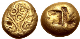 Ionia, uncertain mint EL Hemistater. Circa 650-600 BC. Lydo-Milesian standard. Floral design resembling palmette / Narrow vertical rectangular punch b...