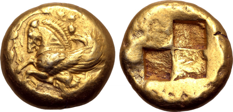 Mysia, Lampsakos EL Stater. Circa 480-450 BC. Forepart of Pegasos with curved wi...