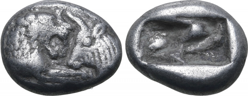 Kingdom of Lydia, Kroisos AR 1/6 Stater. Sardes, circa 561-546 BC. Confronted fo...