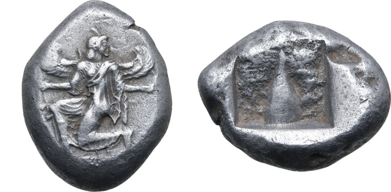 Karia, Kaunos AR Stater. Circa 470-450 BC. Iris running to left, head reverted, ...
