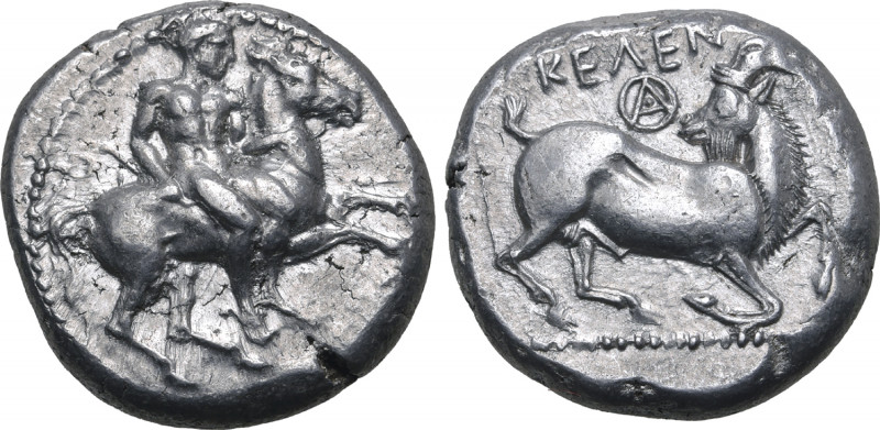 Cilicia, Kelenderis AR Stater. Circa 410-375 BC. Nude youth, holding whip, dismo...