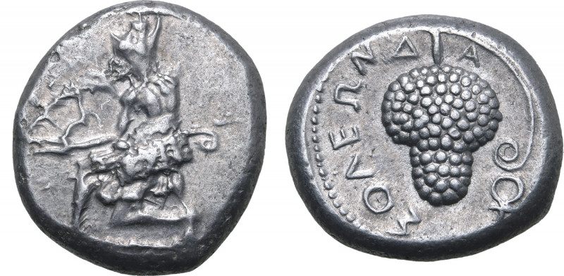 Cilicia, Soloi AR Stater. Circa 440-410 BC. Amazon kneeling to left, nude to the...