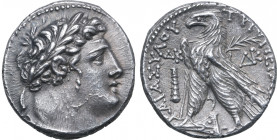 Phoenicia, Tyre AR Shekel. Dated CY 24 = 103/2 BC. Laureate bust of Melkart to right / ΤΥPΟΥ ΙΕΡ[ΑΣ] ΚΑΙ ΑΣΥΛΟΥ, eagle standing to left on prow, palm ...