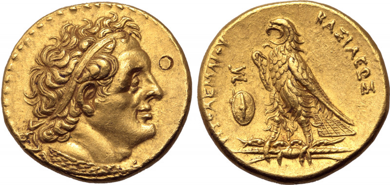 Ptolemaic Kingdom of Egypt, Ptolemy II Philadelphos AV Trichryson - Pentadrachm....