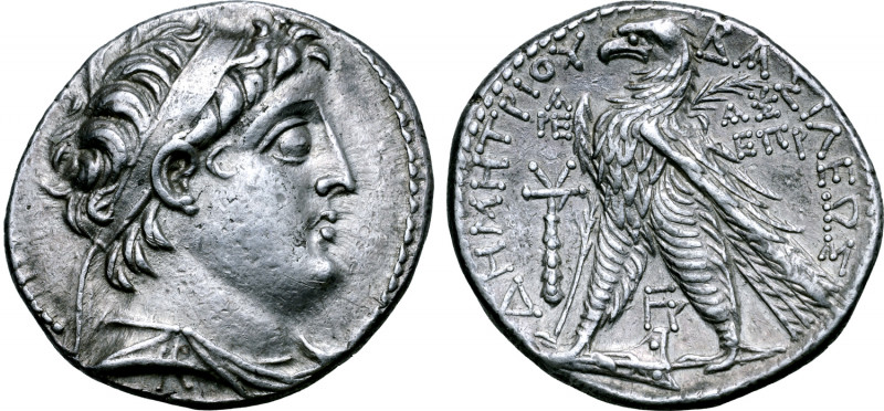 Seleukid Empire, Demetrios II Nikator AR Tetradrachm. Second reign. Tyre, dated ...