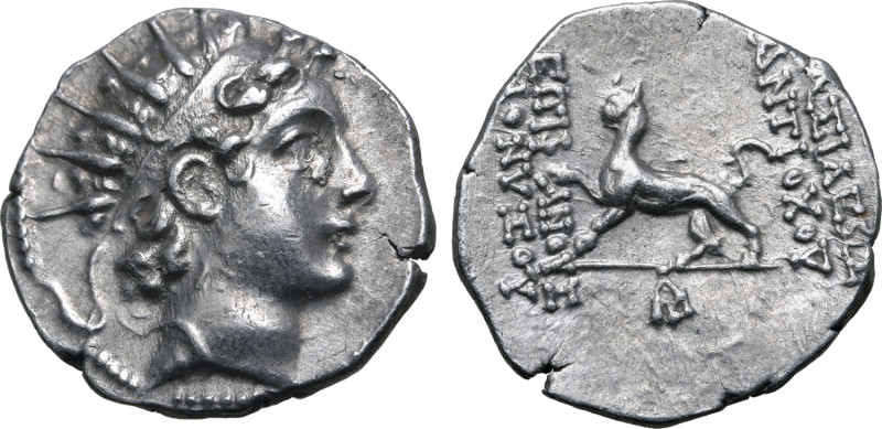 Seleukid Empire, Antiochos VI Dionysos AR Hemidrachm. Apameia on the Axios, 144-...