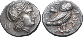 Parthia(?), 'Athenian Series' AR Didrachm. Hekatompylos(?), circa 246/5-239/8 BC. Attic standard. Head of Athena to right, wearing earring, necklace, ...
