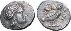 Parthia(?), 'Athenian Series' AR Didrachm. Hekatompylos(?), circa 246/5-239/8 BC. Attic standard. Head of Athena to right, wearing earring, necklace, ...