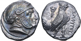 Baktria, Sophytes AR Drachm. Uncertain mint in the Oxus region, circa 246/5-235 BC. Attic standard. Head of Seleukos(?) to right, wearing laurel wreat...