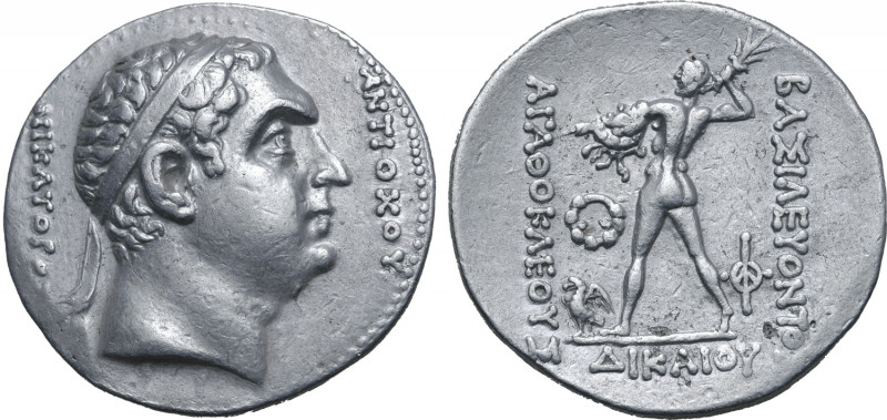 Greco-Baktrian Kingdom, Agathokles Dikaios AR Tetradrachm. Commemorative issue s...