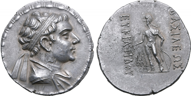 Greco-Baktrian Kingdom, Eukratides II Soter AR Tetradrachm. Circa 145-140 BC. Di...