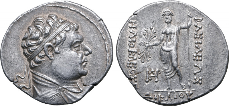 Greco-Baktrian Kingdom, Heliokles Dikaios AR Tetradrachm. Circa 145-130 BC. Diad...