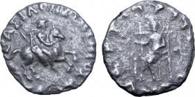 Indo-Greek Kingdom, Hermaios Soter AR Drachm. Circa 105-90 BC. BAΣIΛEΩΣ ΣΩTHPOΣ EPMAIOY, Skythian warrior charging to right on horseback / 'Maharajasa...