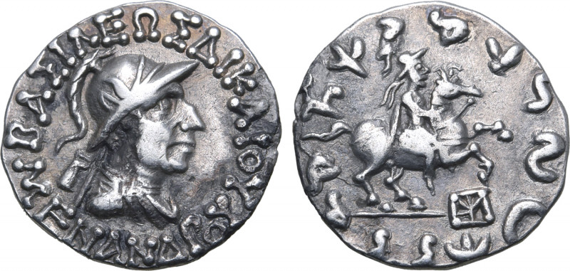 Indo-Greek Kingdom, Menander II Dikaios AR Drachm. Circa 90-80 BC. BAΣIΛEΩΣ ΔIKA...