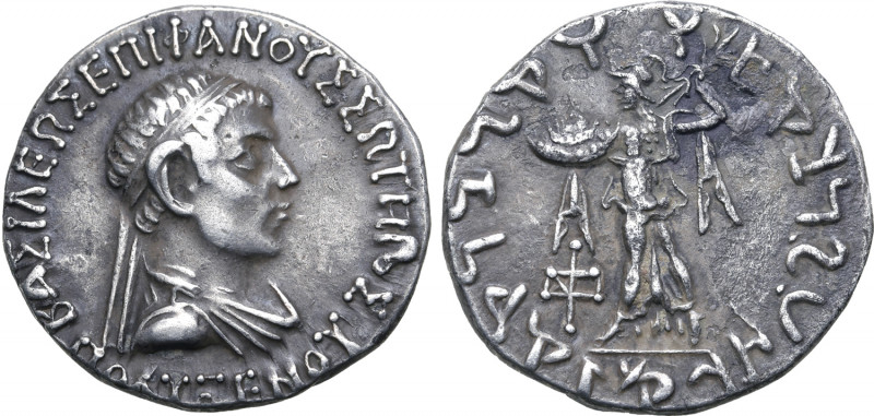 Indo-Greek Kingdom, Polyxenos Epiphanes Soter AR Tetradrachm. Circa 85/0 BC. BAΣ...