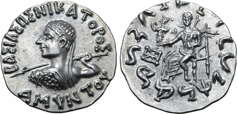 Indo-Greek Kingdom, Amyntas Nikator AR Drachm. Circa 80-65 BC. BAΣIΛEΩΣ NIKATOPO...