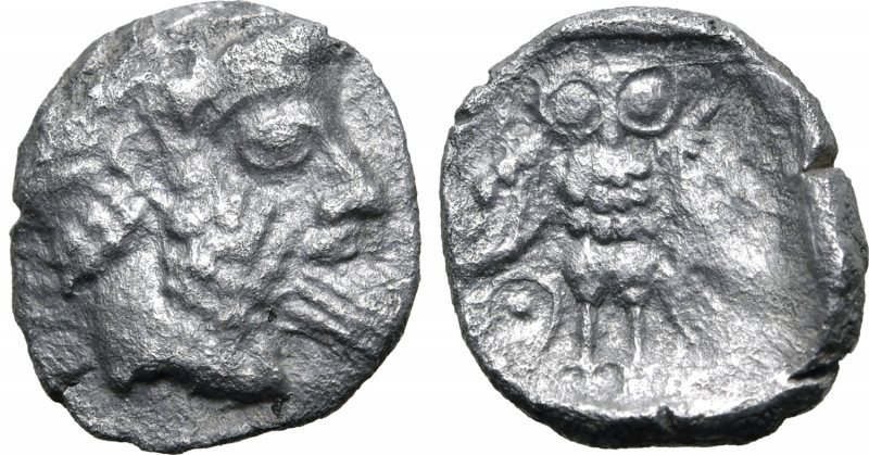 Philistia (Palestine), uncertain mint AR Obol. Gaza(?), circa 450-333 BC. Laurea...