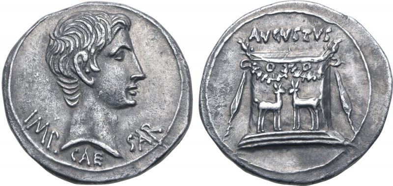 Augustus AR Cistophorus of Ephesus, Ionia. Circa 25-20 BC. IMP•CAESAR, bare head...
